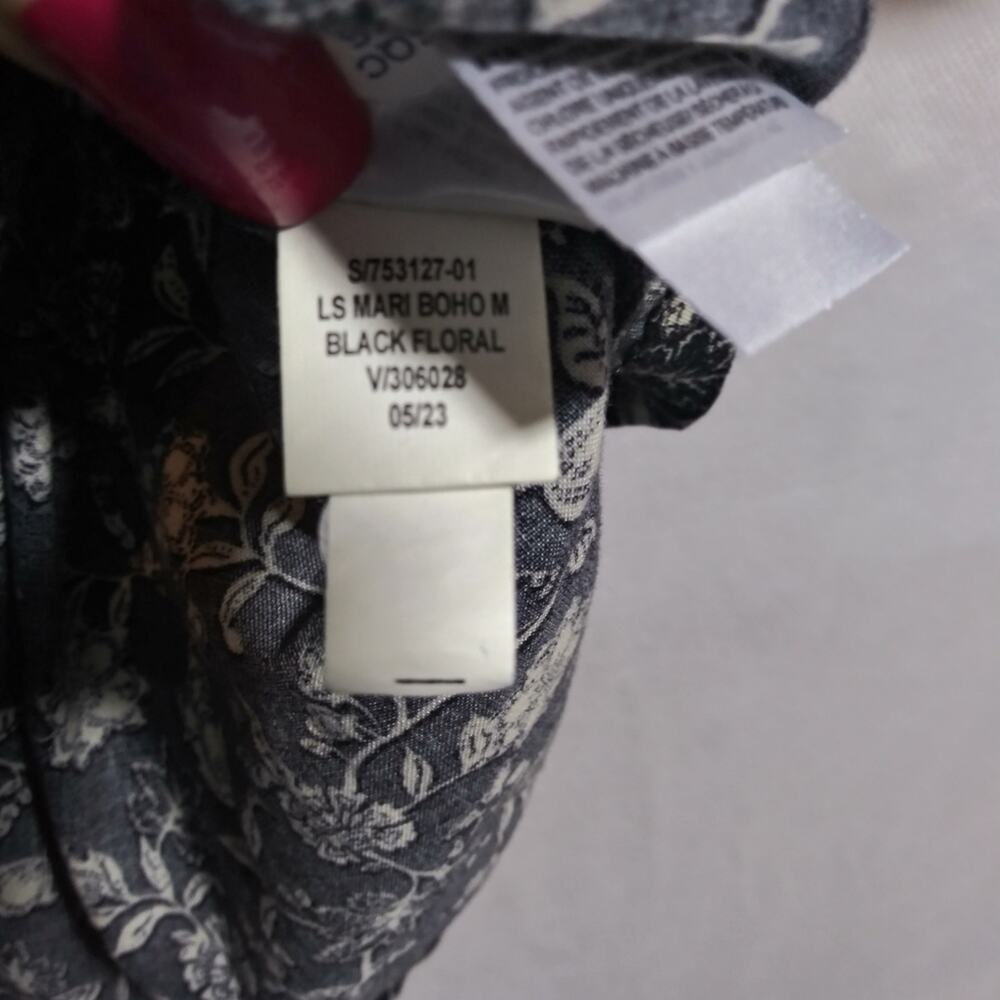 Old Navy Black Floral Long-Sleeve Boho Mini Dress Size L - Picture 8 of 11